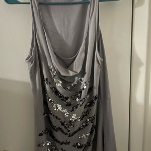 Women’s sequins tank top with droopy neck line